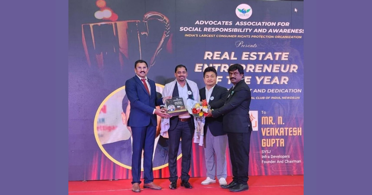 Nagamalla Venkatesh Gupta of SVSJ Infra Honored as Real Estate Entrepreneur of the Year 2023 by AASRAA